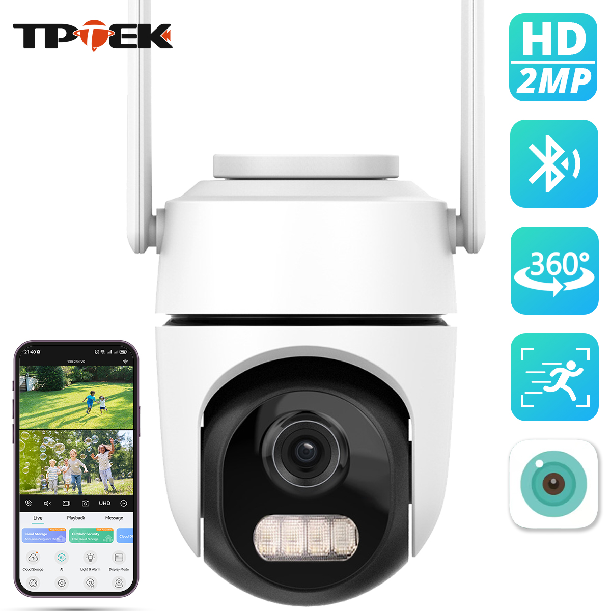 Outdoor Lighting Under Roof - Caméra de sécurité WiFi PTZ 2MP