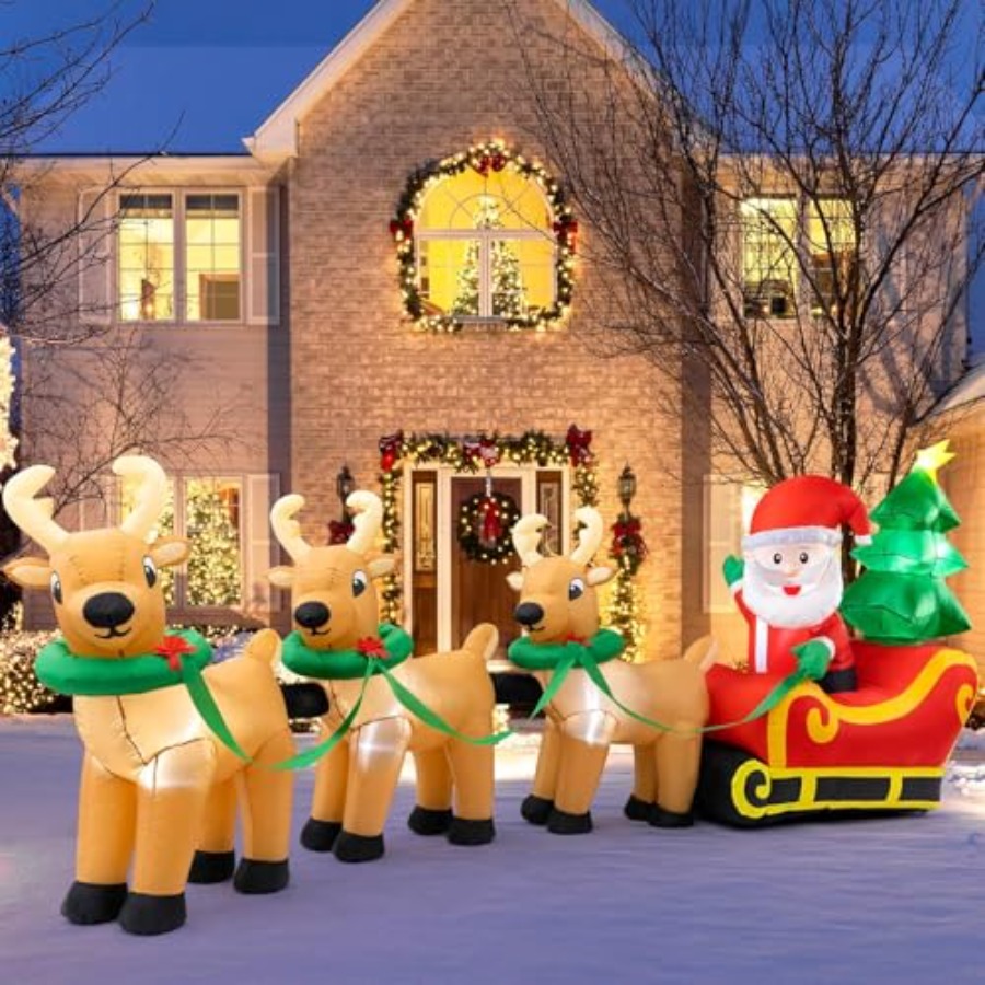 Outdoor Lighting On Trees - Décorations de Noël gonflables d'extérieur :