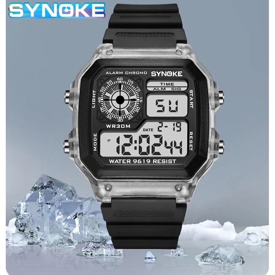 Outdoor Lighting For Steps - SYNOKE-Montres numériques étanches pour hommes, montre-bracelet