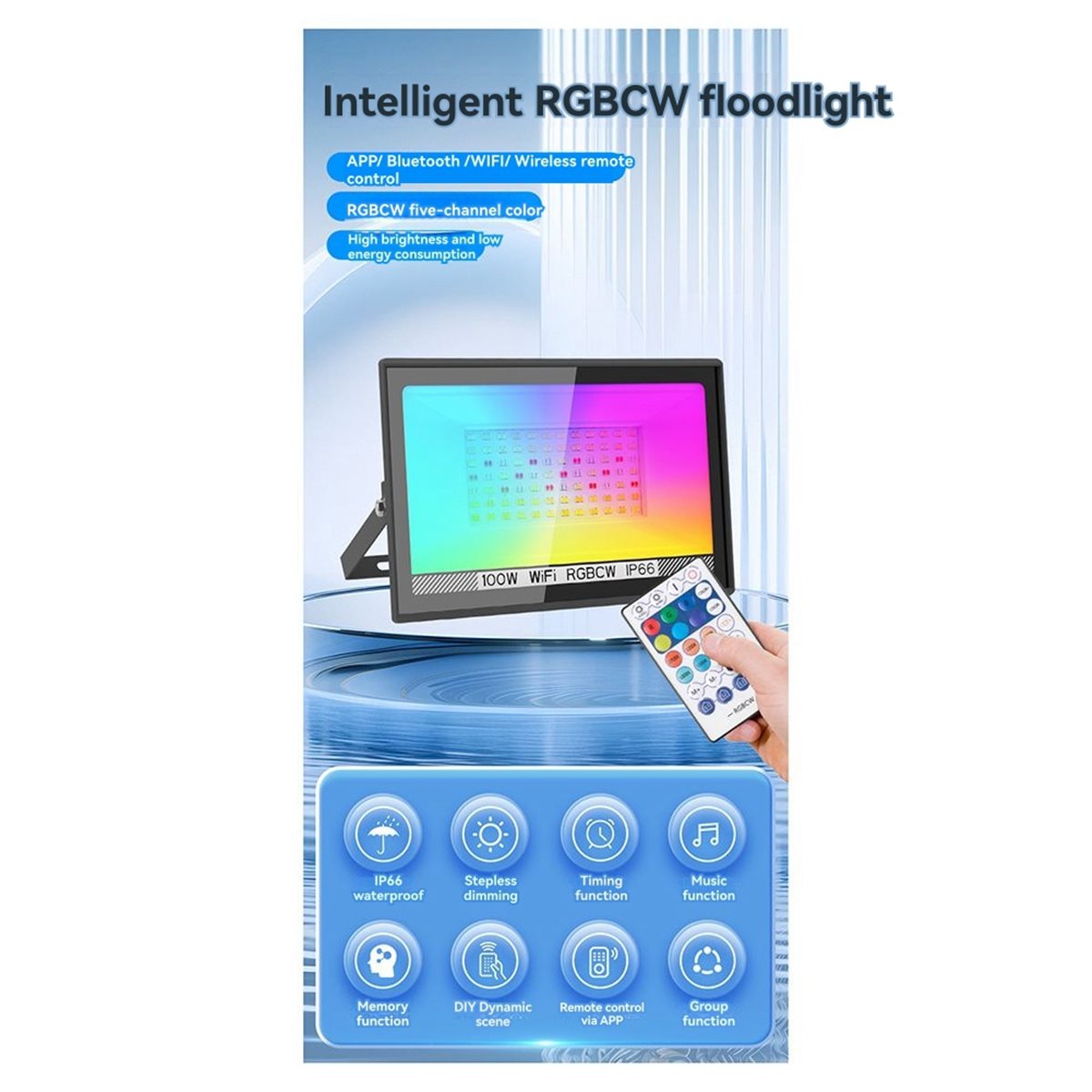 Outdoor Lighting Uk - Projecteur LED RGBCW 100W Nices avec