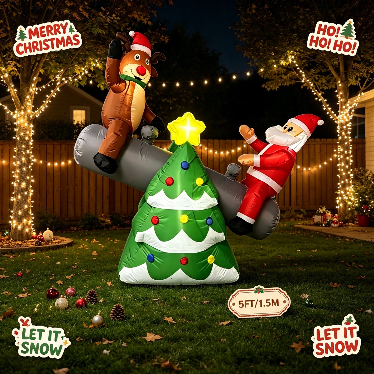Outdoor Lighting On Trees - Jouets gonflables de Noël, Père Noël