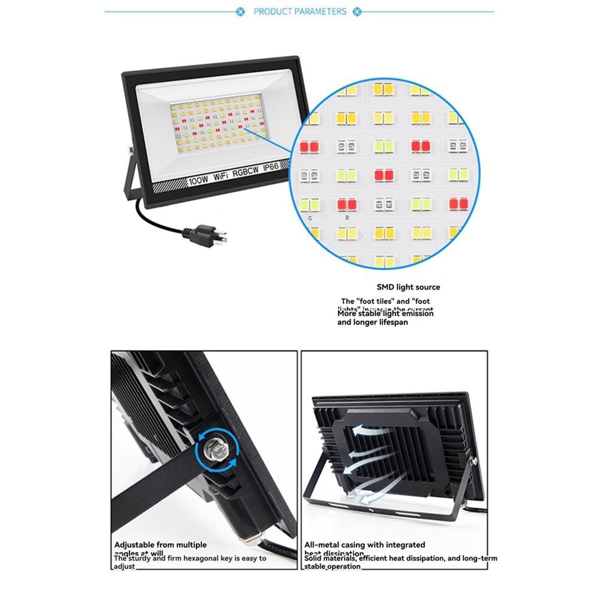 Projecteur LED RGBCW 100W Nice - Outdoor Lighting Uk avis et prix
