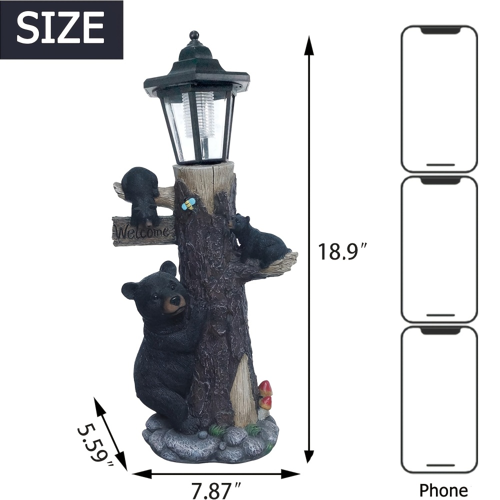Statue d'ours noir avec pannea - Outdoor Lighting On Trees avis et prix